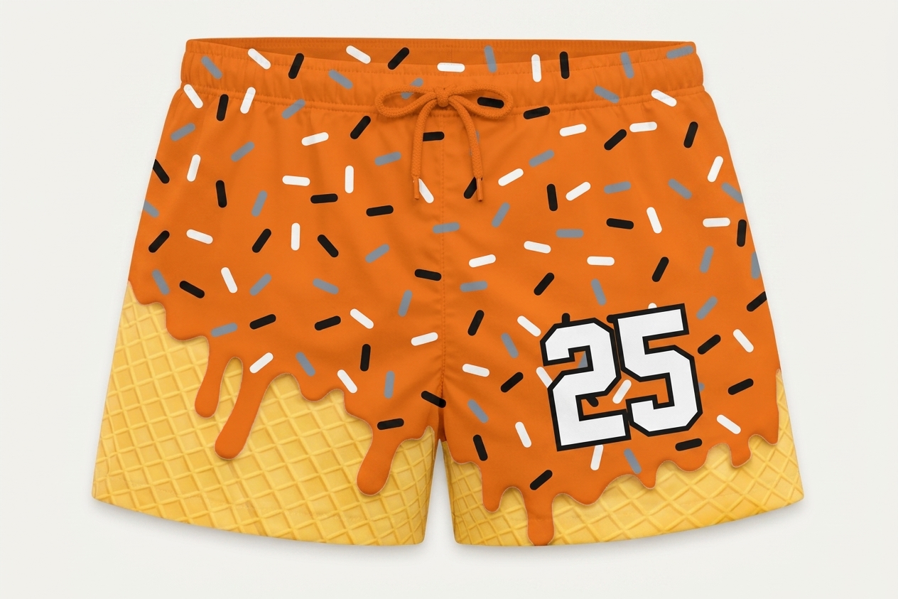 Custom Ice Cream Drip Swim Trunks