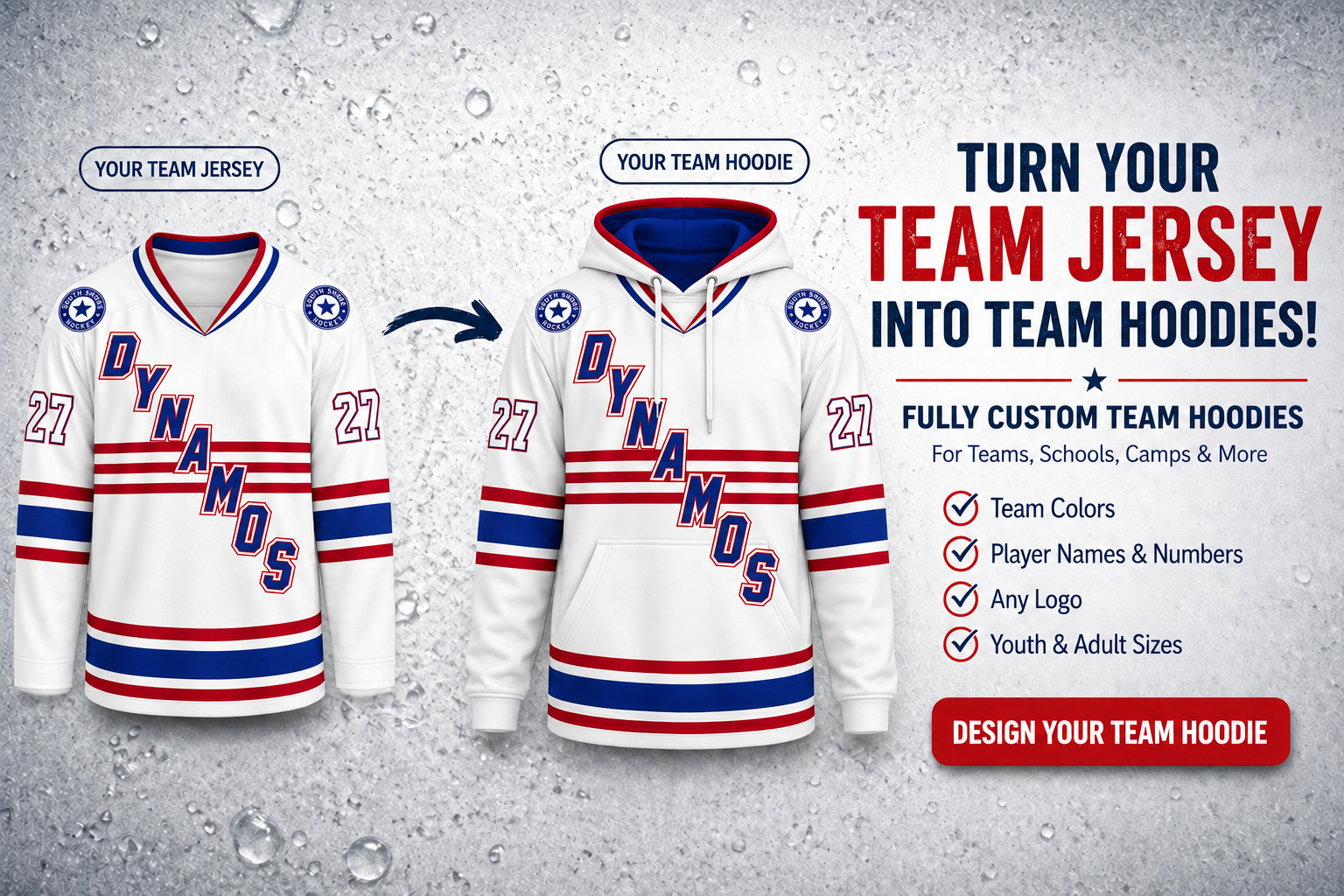 Turn Your Team Jersey Into Team Hoodies — Fully Custom Team Hoodies