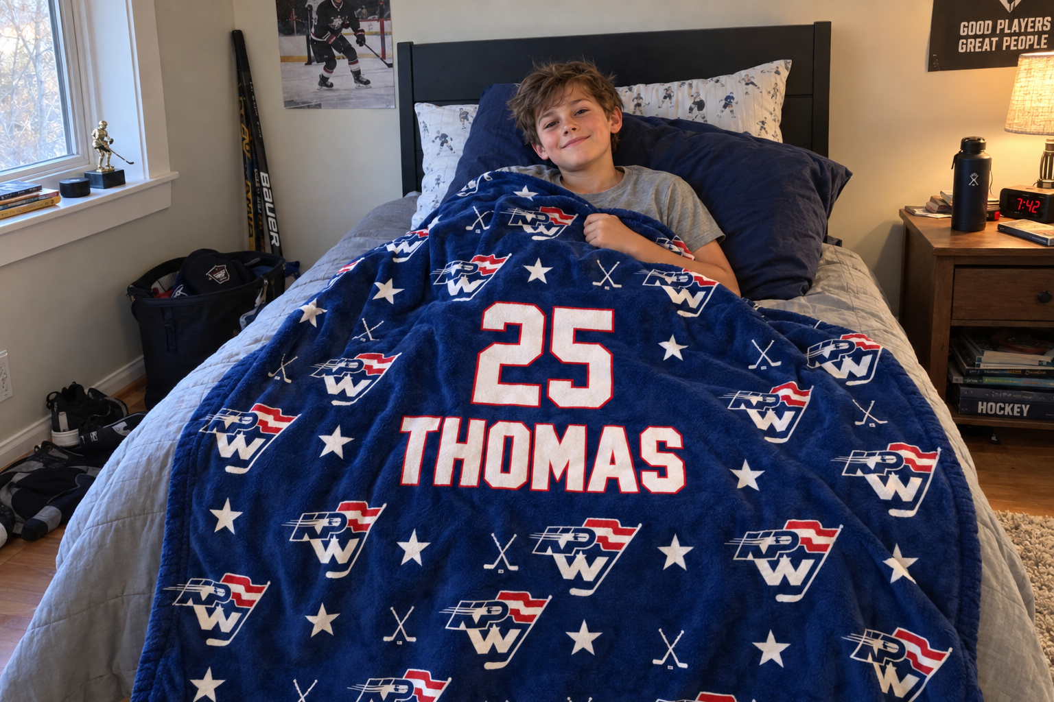 Player using custom team blanket