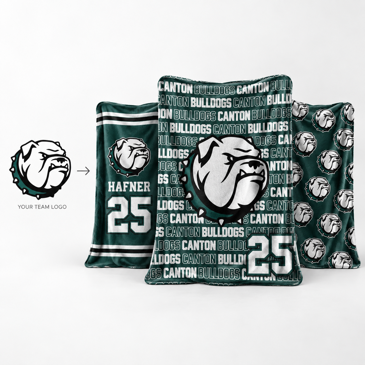 Team logo transformed into custom blanket designs